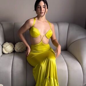 Elegant Yellow Women's Intimate Dress